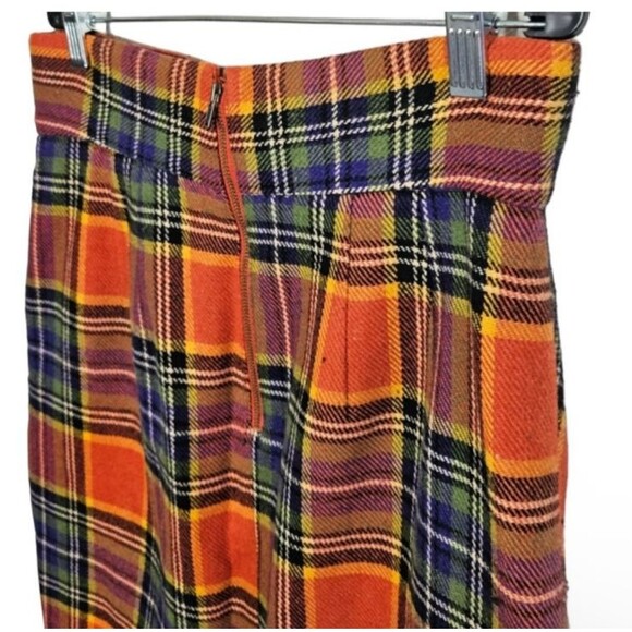 Anthropologie Skirt Womens 6 Orange Plenty Tracy Reese Plaid Pencil Wool Tweed - Picture 5 of 7